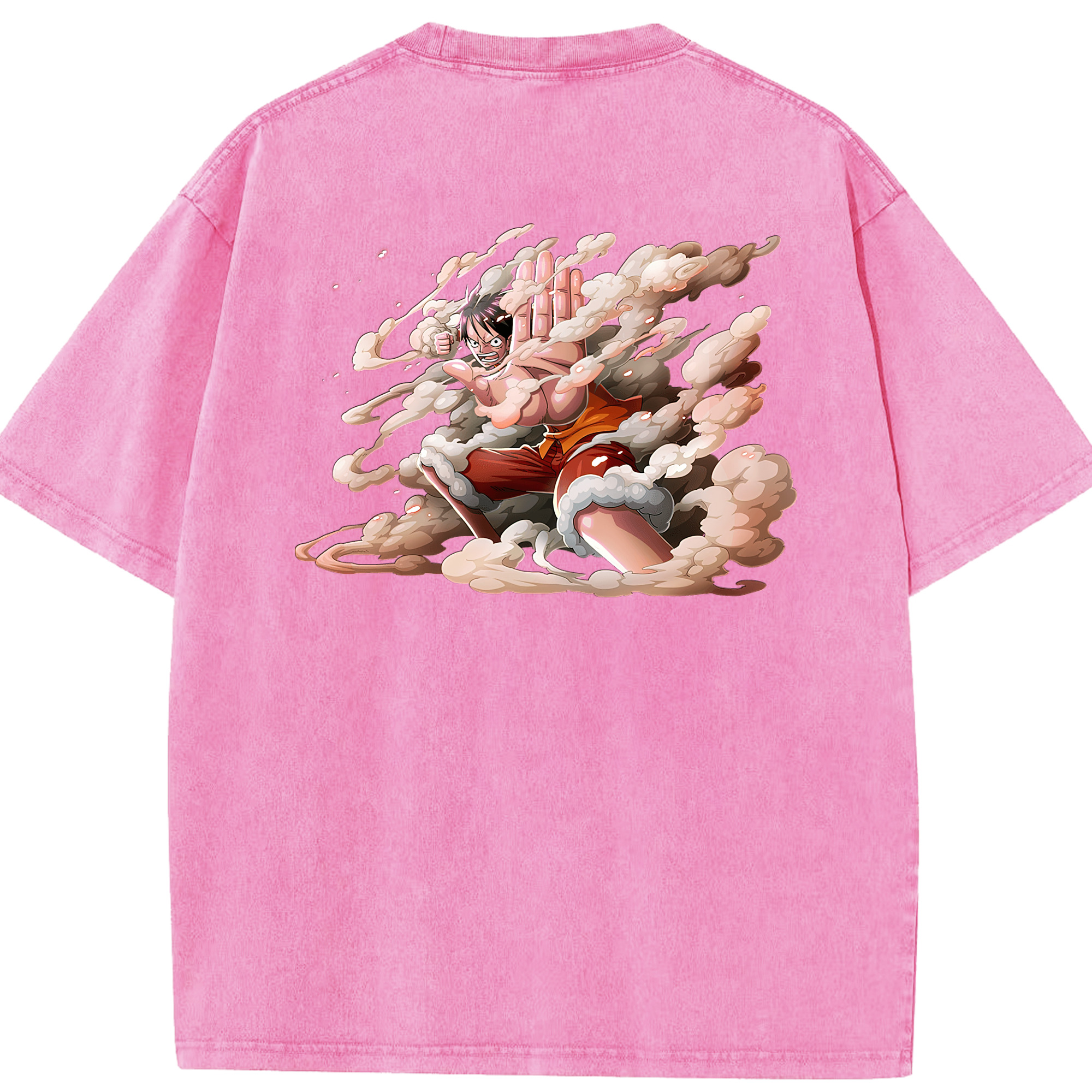 ワンピース モンキー・D・ルフィ ONE PIECE Monkey D. Luffy 綿100% ヴィンテージ風 半袖Tシャツ（背面プリント）